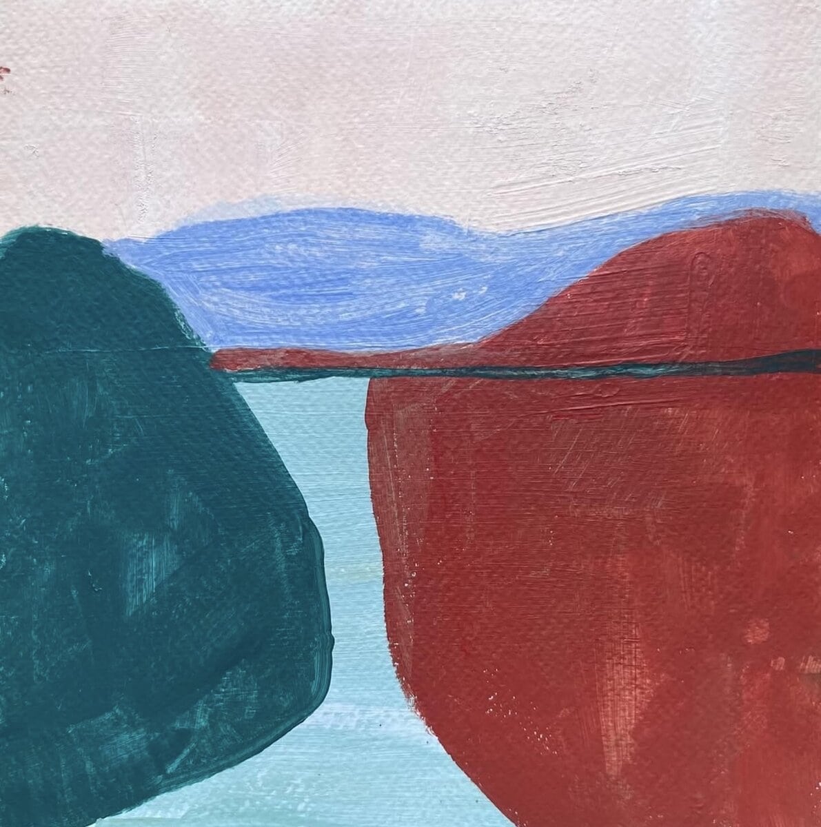 Bridge & Boulders acrylic painting